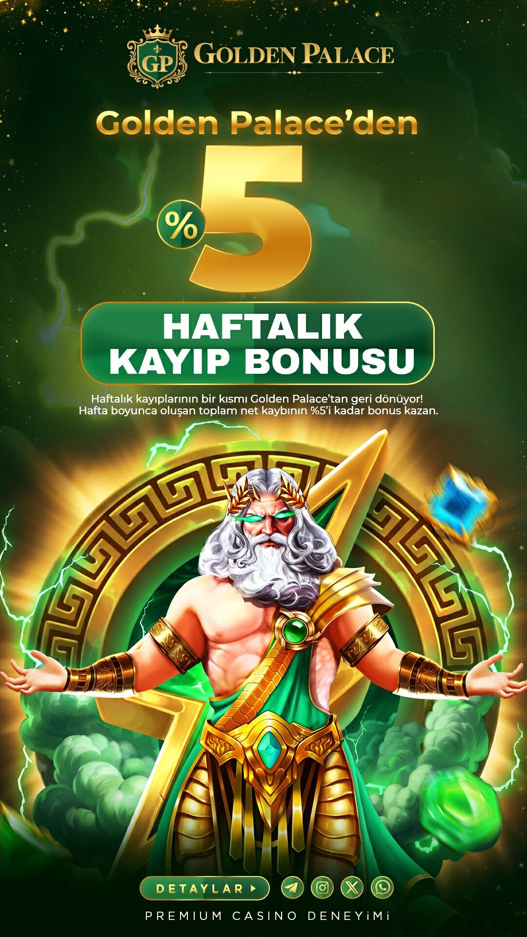 🛡 GOLDEN PALACE HAFTALIK %5 KAYIP BONUSU